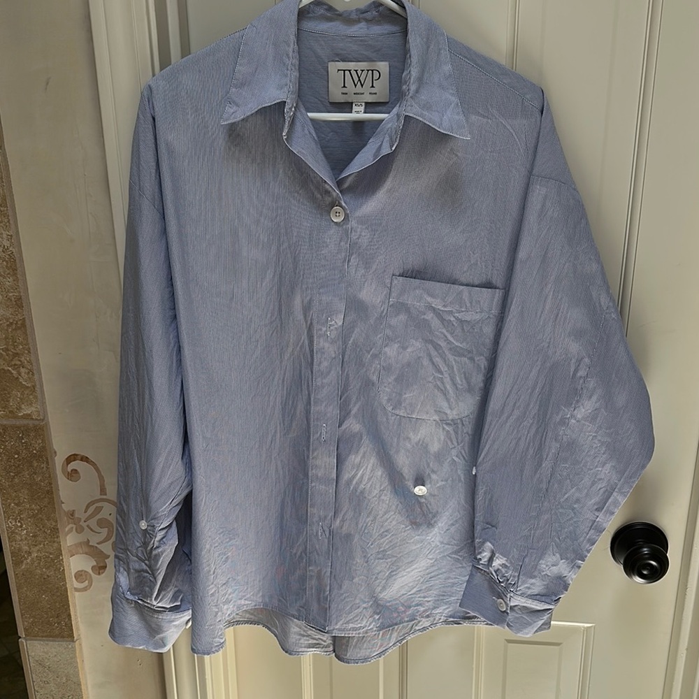 Blue Button Down Shirt Crisp Cotton Formal